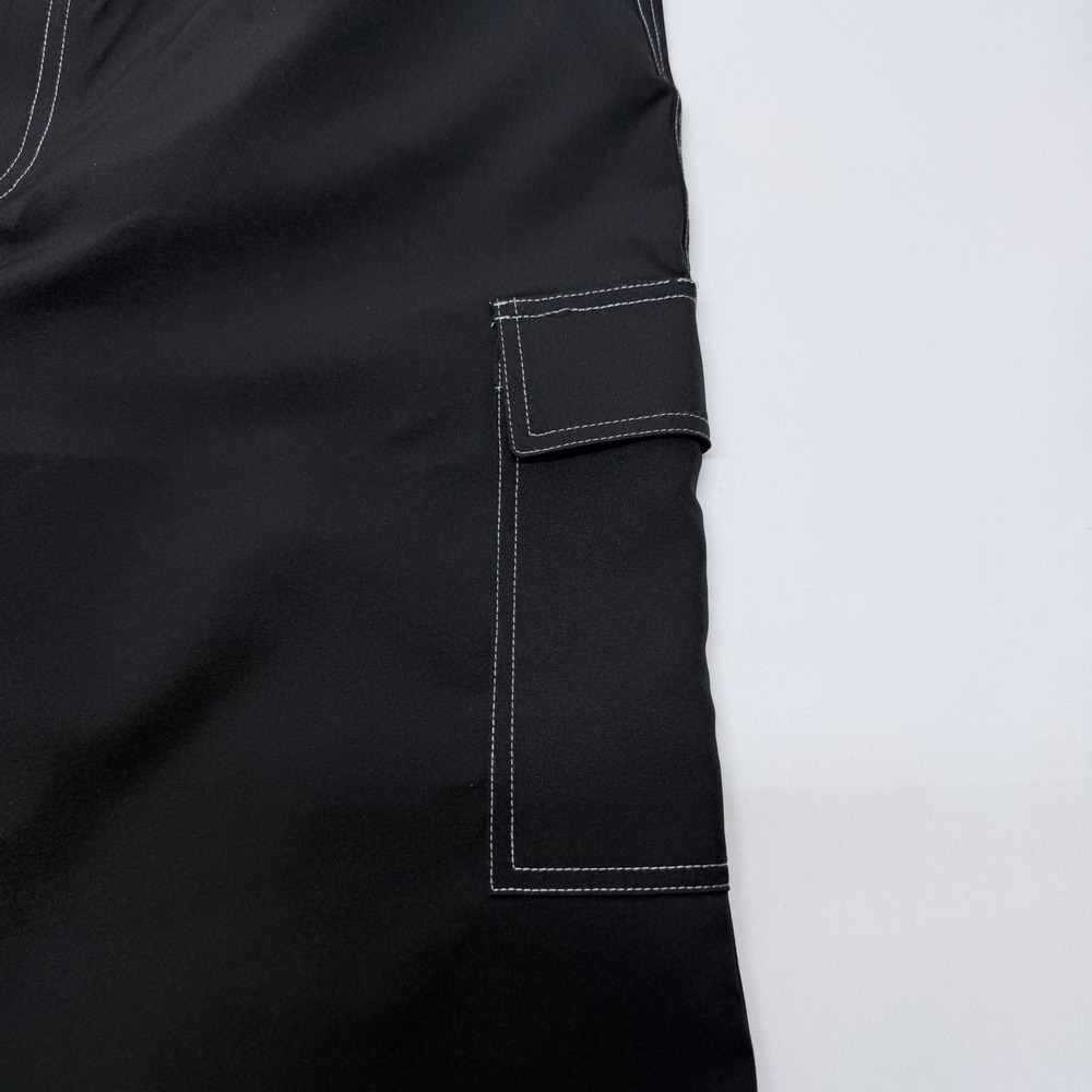 Bae City Black Contrast Stitch Cargo Jogger Pants Buckle Belt Plus Size 2X - Picture 9 of 10